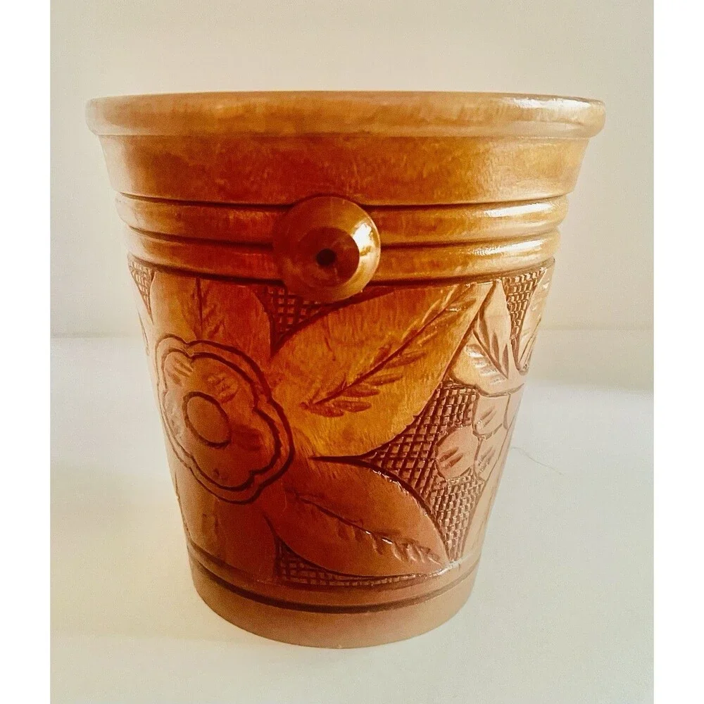 Vintage Wood Tiki Ice Bucket Planter Carved No Lid Or Handle
